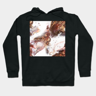 Copper, beige, brown and white fluid Painting Pattern Hoodie